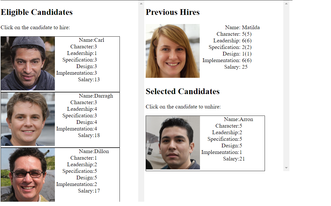 hiring screen
